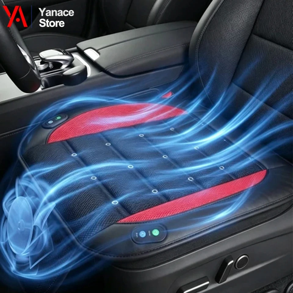 Ventilated Car Seat Cushion – Adjustable Fan Cooling Seat Pad for All Seasons - Delicate Leather  