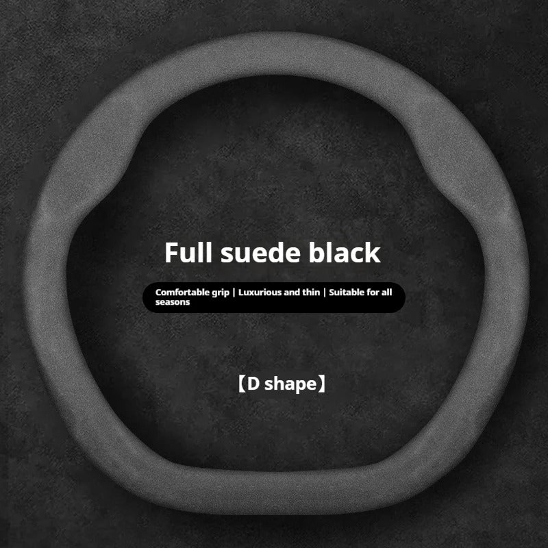 Microfiber Leather & Suede Steering Wheel Cover – Breathable Non-Slip Comfortable Grip - Delicate Leather