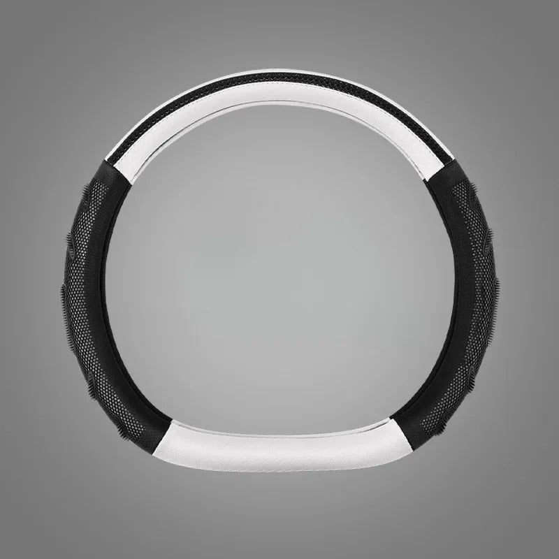 Carbon Fiber Steering Wheel Cover – Universal 38CM O/D Shape Honeycomb Non-Slip Grip - Delicate Leather