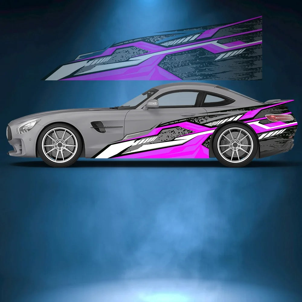 Geometric Line Car Side Vinyl Decal – Motorsport Exterior Graphic Sticker - Delicate Leather