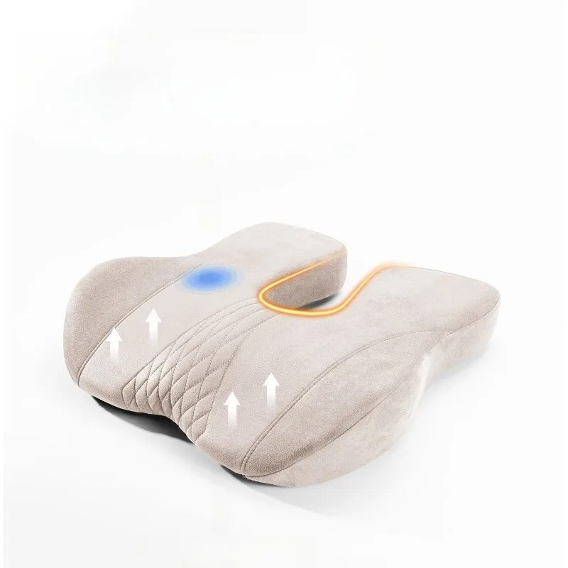 Memory Foam Seat Cushion & Lumbar Support Pillow Set – Ergonomic Chair Cushion for Car & Office - Delicate Leather