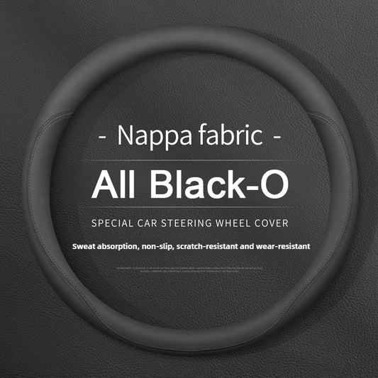 Nappa Leather Car Steering Wheel Cover – Breathable, Anti-Slip, Universal Fit (Round/D-Type) - Delicate Leather