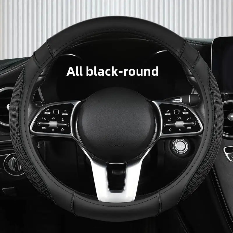 Easy-to-Clean Steering Wheel Cover 38cm (15in) – Universal Non-Slip Handle Protector for All Seasons - Delicate Leather  