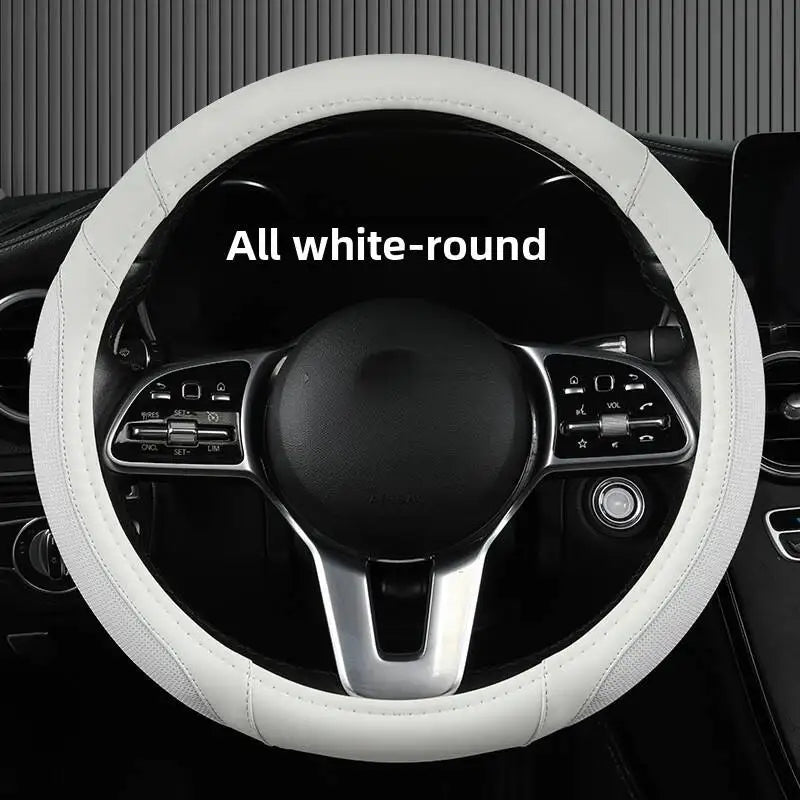 Easy-to-Clean Steering Wheel Cover 38cm (15in) – Universal Non-Slip Handle Protector for All Seasons - Delicate Leather  