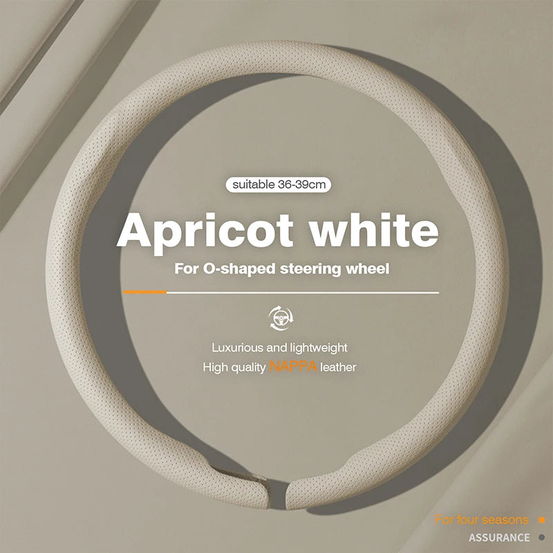Ultra-Thin Nappa Leather Steering Wheel Cover – Breathable Non-Slip Protector - Delicate Leather  