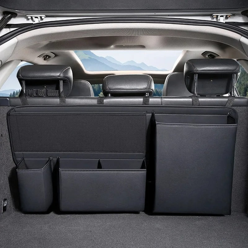 Car Trunk Hanging Storage Organizer – Large Capacity Multi-Pocket Rear Seat Cargo Storage Bag with Leather-Style Finish - Delicate Leather