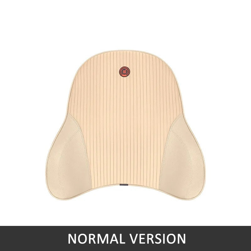 Nappa Leather Car Headrest & Lumbar Pillow – Memory Foam Neck and Waist Cushion Set - Delicate Leather