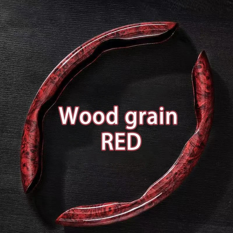 Universal Wood Grain Steering Wheel Cover 38cm – Breathable Non-Slip Sweat-Absorbent Car Steering Wheel Protector - Delicate Leather