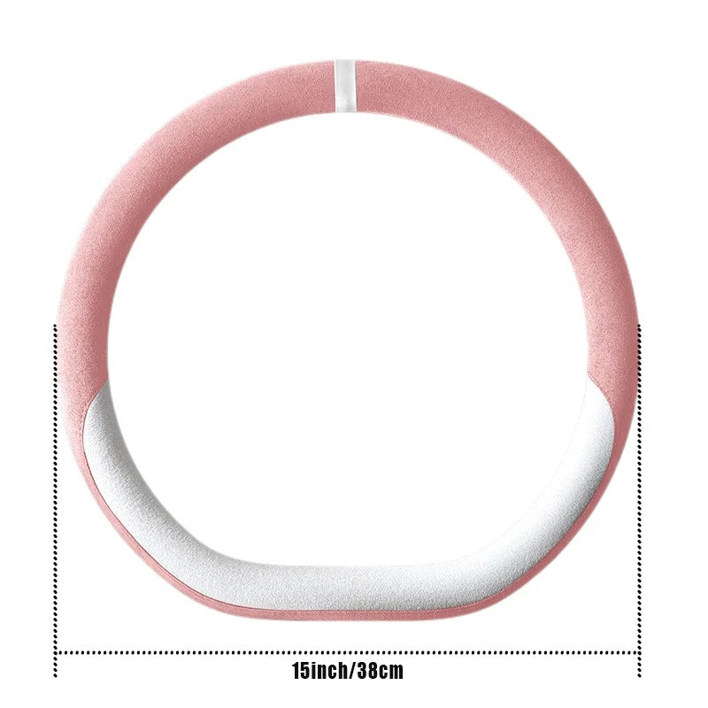 Premium Suede Steering Wheel Cover – D-Shape Anti-Slip Universal 15-Inch Fit - Delicate Leather  