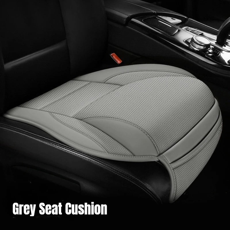 Universal Ergonomic Car Seat Cover with Built-In 6cm Lumbar Support & Leg Bolster – Four-Season Auto Seat Protection Pad - Delicate Leather