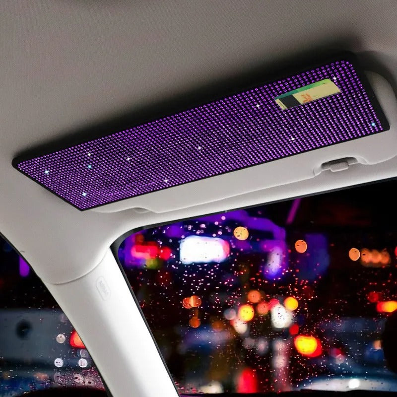 Bling Rhinestone Car Sun Visor Extender – Glare Shield with Card & Ticket Holder