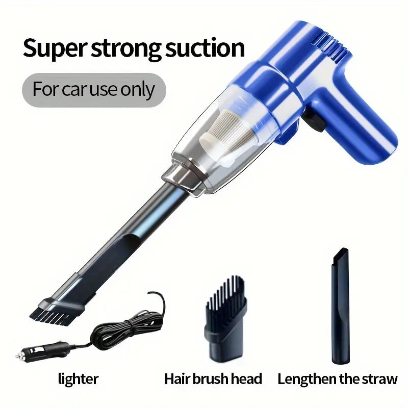 Mini Car Vacuum Cleaner – High-Power Suction, Wet & Dry Dual-Purpose, Portable Handheld Design for Small Sedans, Easy to Use and Store