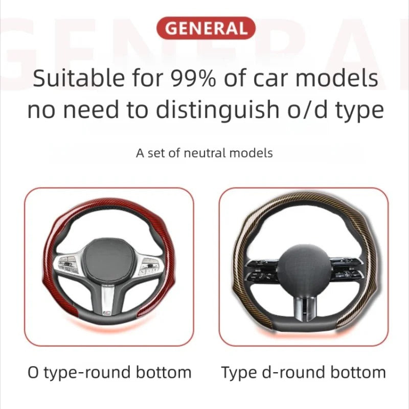 5D Laser Carbon Fiber Pattern Steering Wheel Cover – Universal 38cm Fit, Anti-Slip Synthetic Material - Delicate Leather  