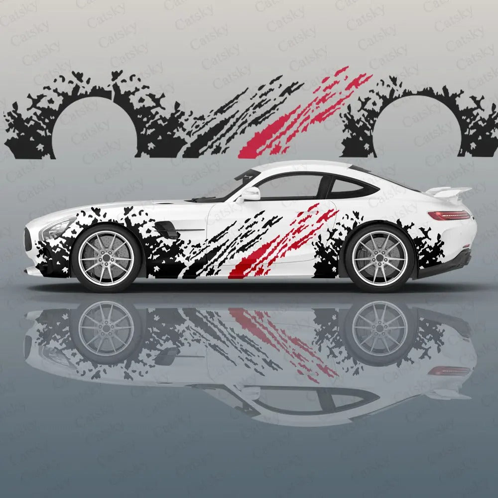 Ink Splatter Car Side Vinyl Decal – Racing Style Exterior Graphic Sticker - Delicate Leather