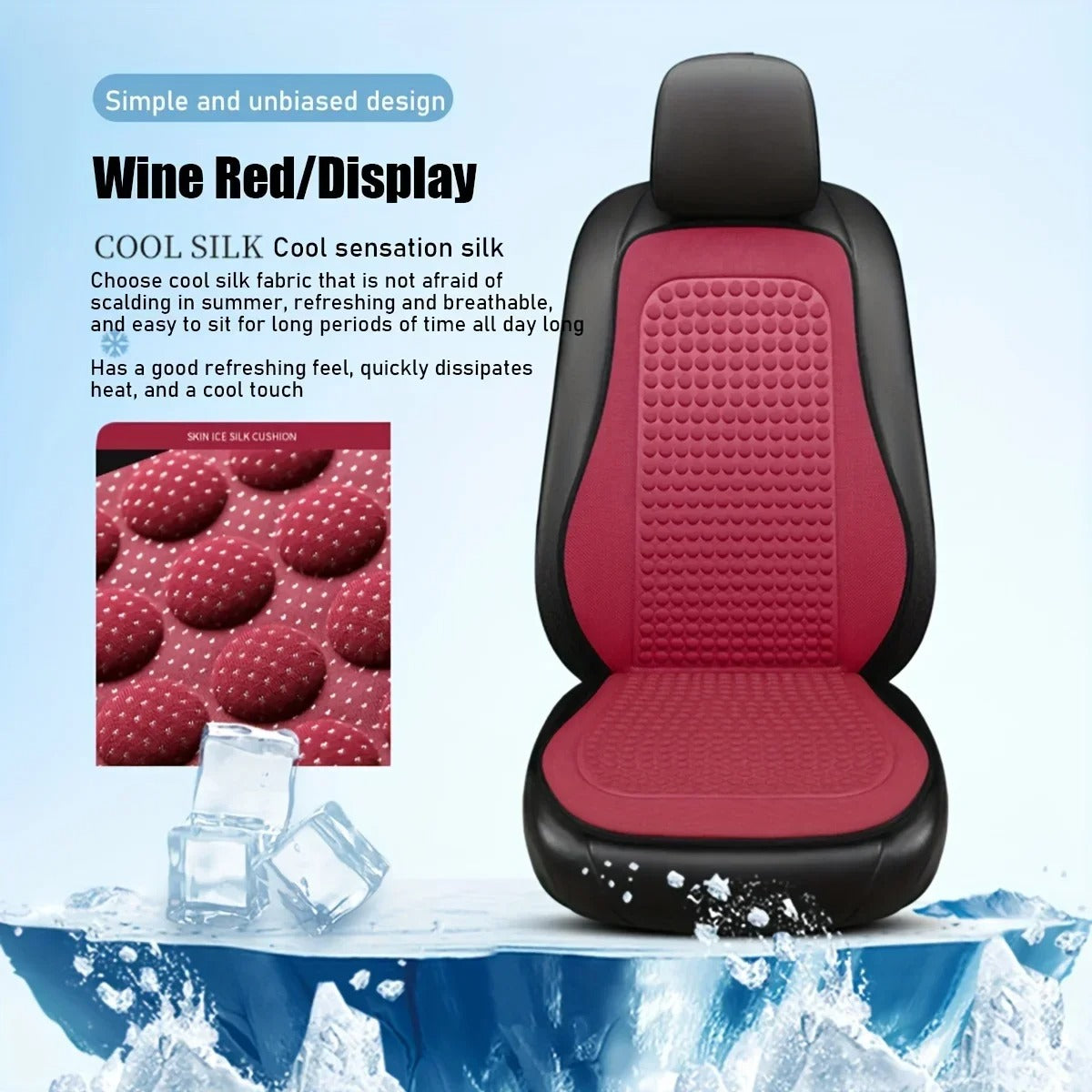 Summer Gel Car Seat Cushion – Breathable Ice Silk Cooling Seat Pad - Delicate Leather