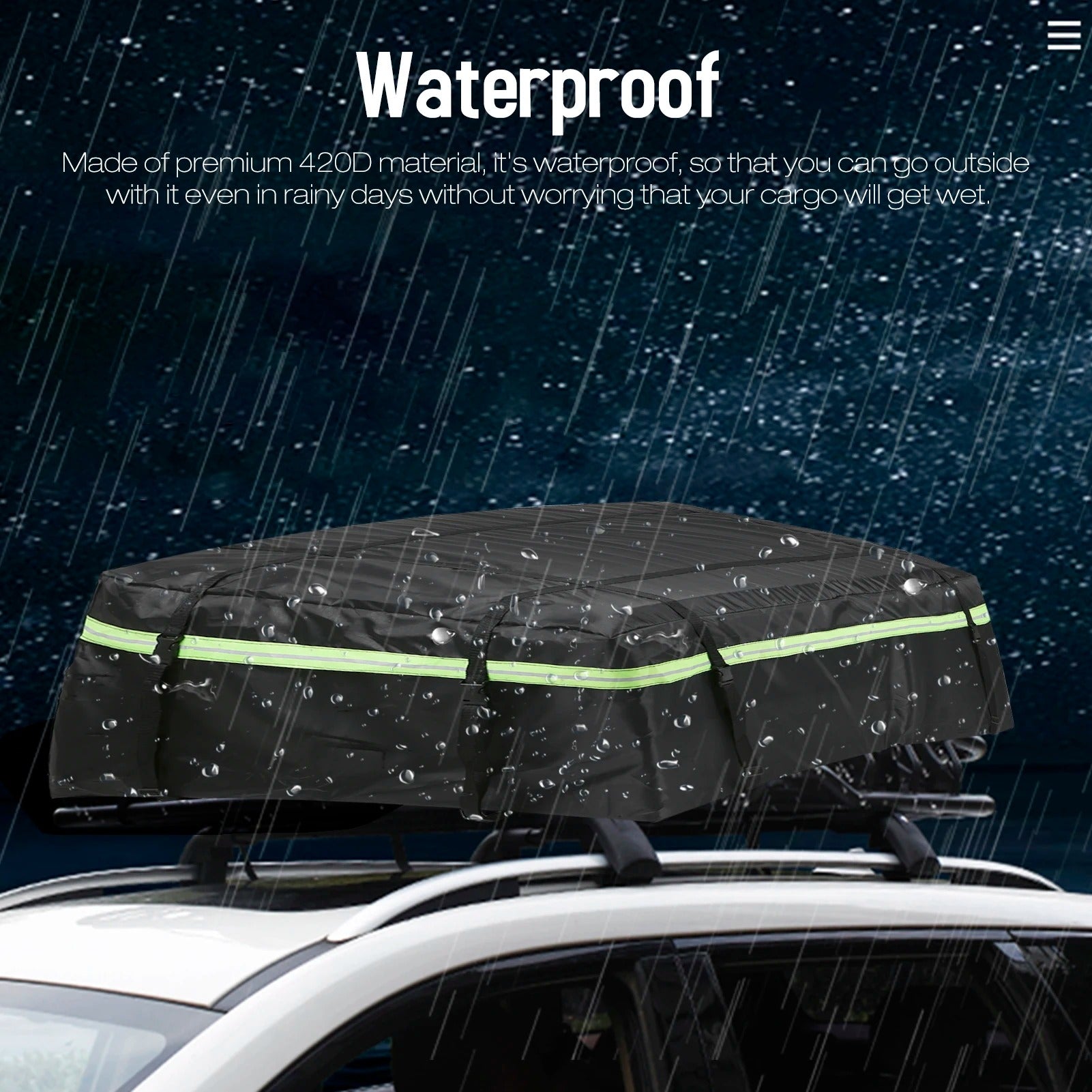 Waterproof Cargo Bag Car Roof Cargo Carrier with Night Reflective Strip