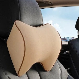 Memory Foam Car Neck & Lumbar Support Cushion – Soft Washable Seat Pillow Set - Delicate Leather