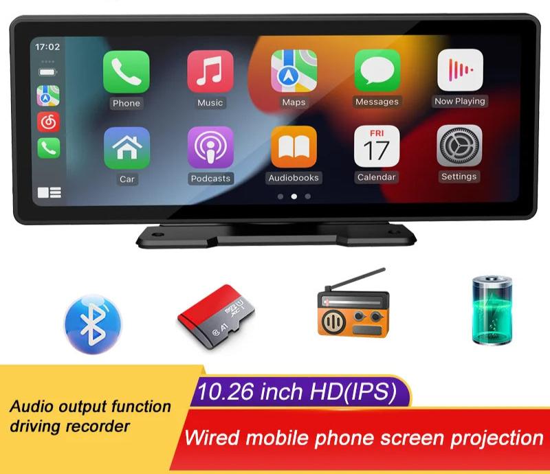 Portable 10.26 Inch Wireless CarPlay Screen – BQCC with HD Rear Reversing Camera, MP5, DVR, Android Auto Support 17