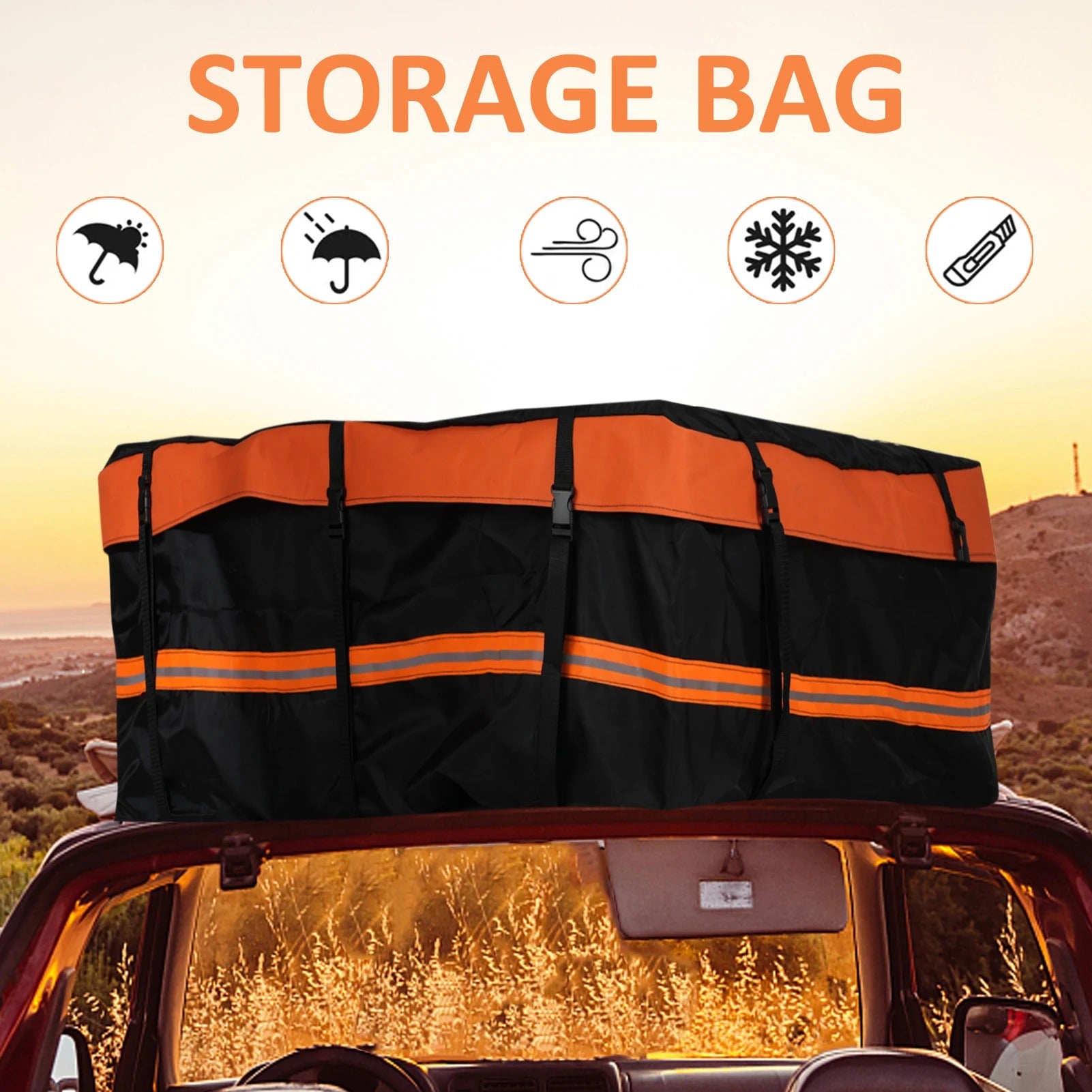 800D Waterproof Cargo Bag Car Roof Cargo Carrier Universal Luggage Bag Storage Cube Bag 20 Cubic Feet for All Cars with Rack