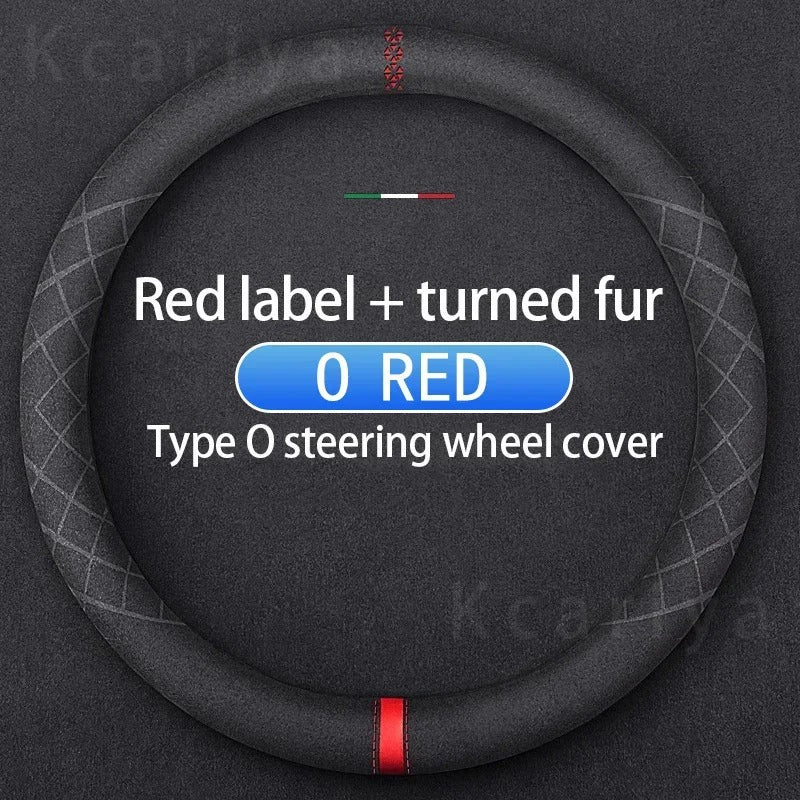 PU Leather Steering Wheel Cover – 38cm Universal Non-Slip Grip for Cars and SUVs - Delicate Leather  