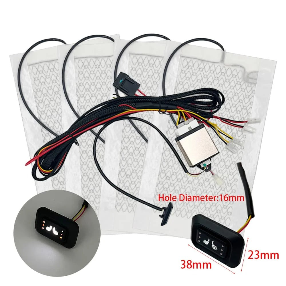 Universal 2-Seat Car Heater Kit – Alloy Wire & Carbon Fiber Heating Pads with 3-Level Control Switch - Delicate Leather