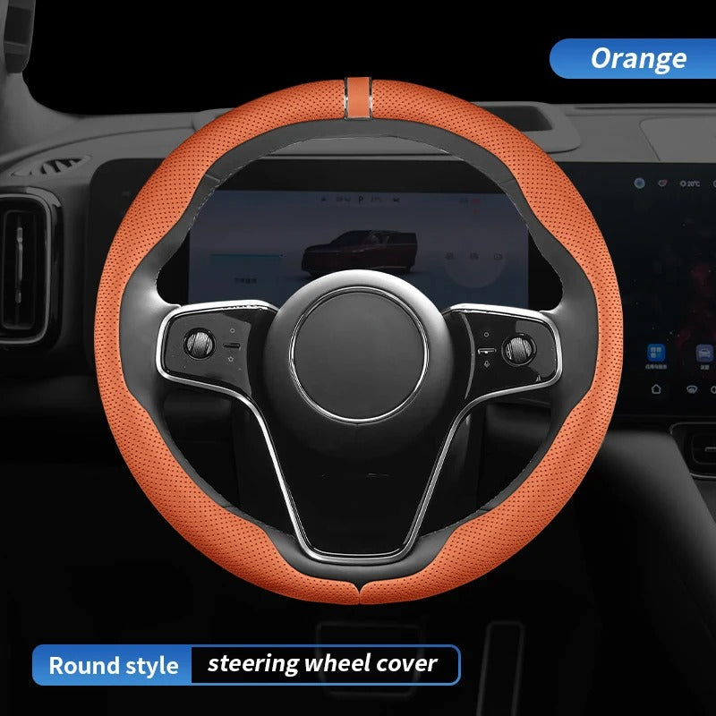 Premium Steering Wheel Cover – Easy Installation, Anti-Slip Universal 38cm Fit - Delicate Leather