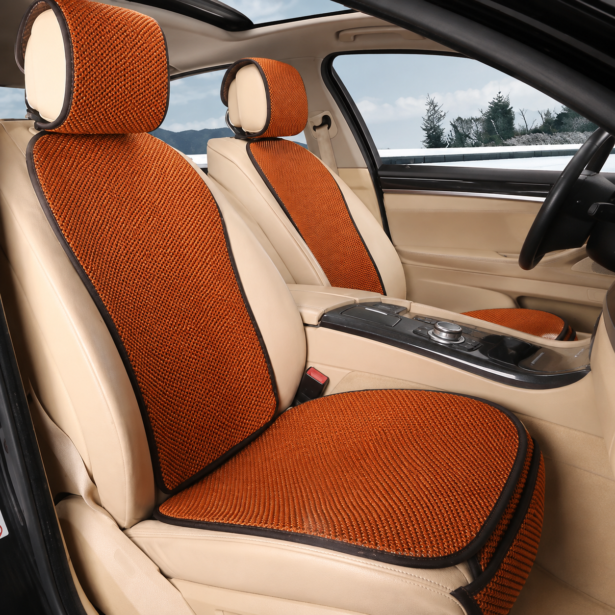 Ice Silk Car Seat Cushion – Universal Breathable Anti-Slip Cooling Seat Cover - Delicate Leather