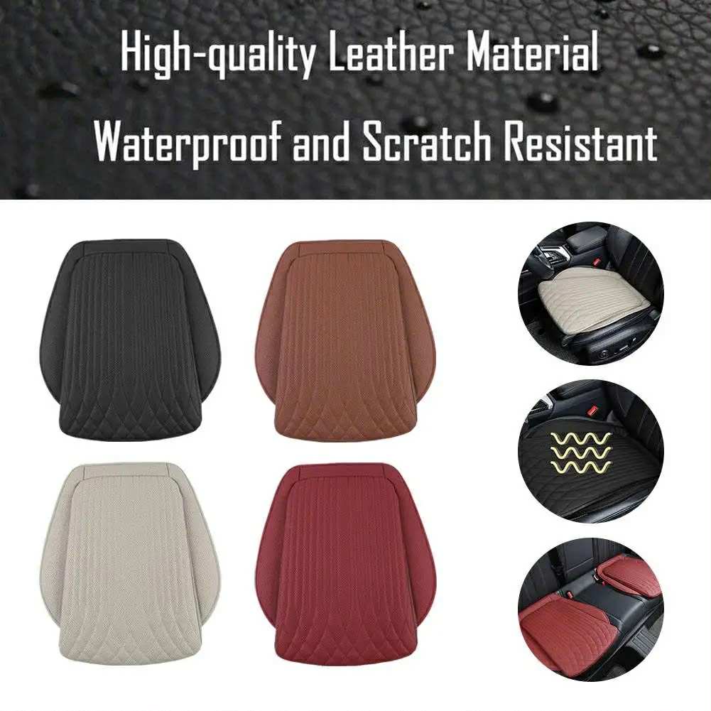 All-Season Nappa Leather Car Seat Cushion - Universal Driver's Front Seat Protector - Delicate Leather  