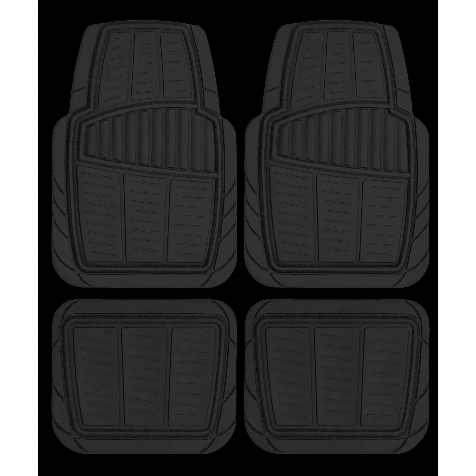 Auto Drive 4-Piece Universal Rubber Car Floor Mats – Black, All-Weather, Trim-to-Fit for Cars, Trucks, SUVs, Vans - Delicate Leather  