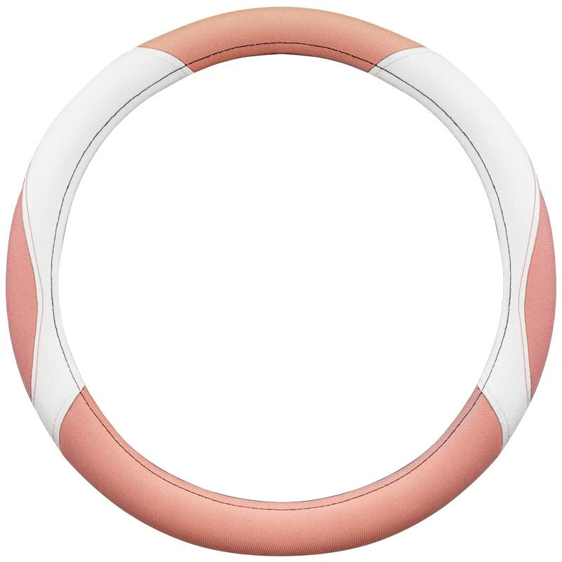 Full Linen Steering Wheel Cover – Universal O-Type Breathable Non-Slip All-Season Grip - Delicate Leather