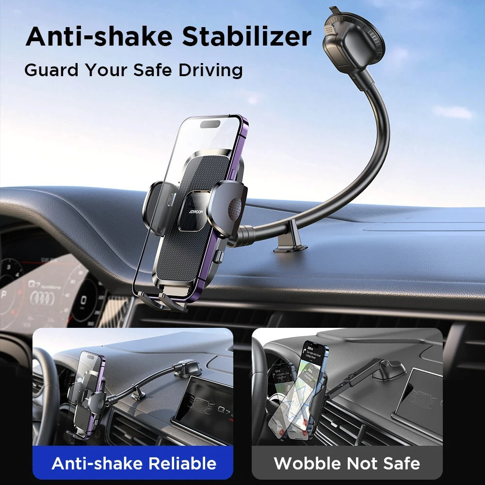 360° Dashboard Phone Holder for Car - 9in Flexible Long Arm, Universal Windshield & Air Vent Mount for All Mobile Phones