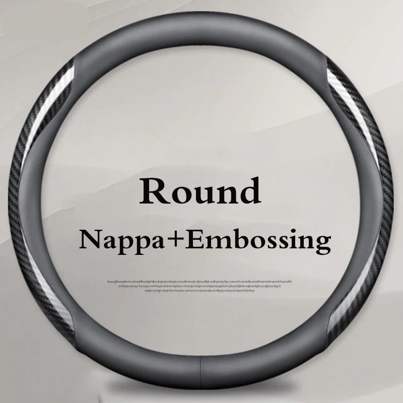 Car Steering Wheel Cover, Premium Anti-Slip Steering Wheel Cover – Carbon Fiber Leather, Interior Modification for All Car Accessories - Delicate Leather