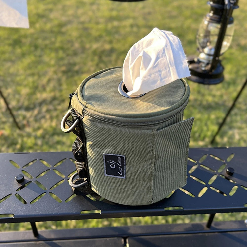 Portable Outdoor Camping Tissue Case with Hook - Oxford Cloth Tissue Holder, Toilet Paper Storage Box for Picnic, Hiking, and Camping