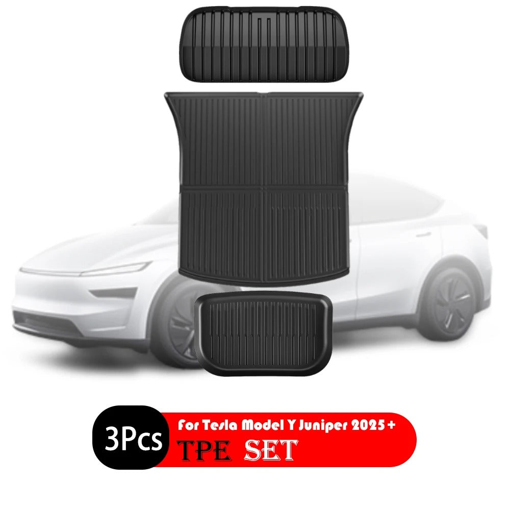 TPE Floor & Trunk Mats for Tesla Model Y Juniper 2025+ – Waterproof, All-Weather Car Accessories - Delicate Leather  
