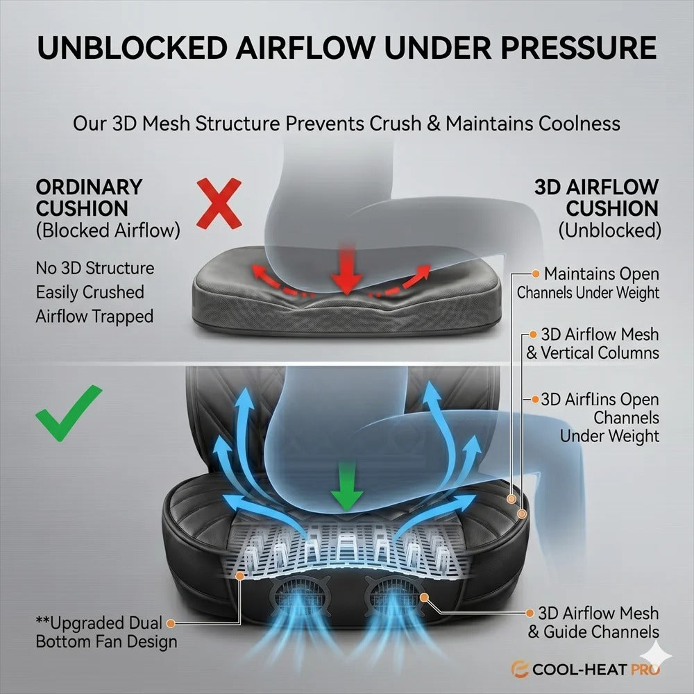 12V Ventilated Car Seat Cover – Universal Cooling Seat Cushion for Cars & SUVs - Delicate Leather