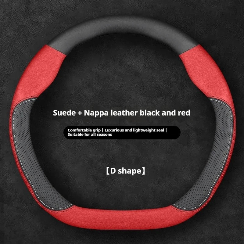 Microfiber Leather & Suede Steering Wheel Cover – Breathable Non-Slip Comfortable Grip - Delicate Leather
