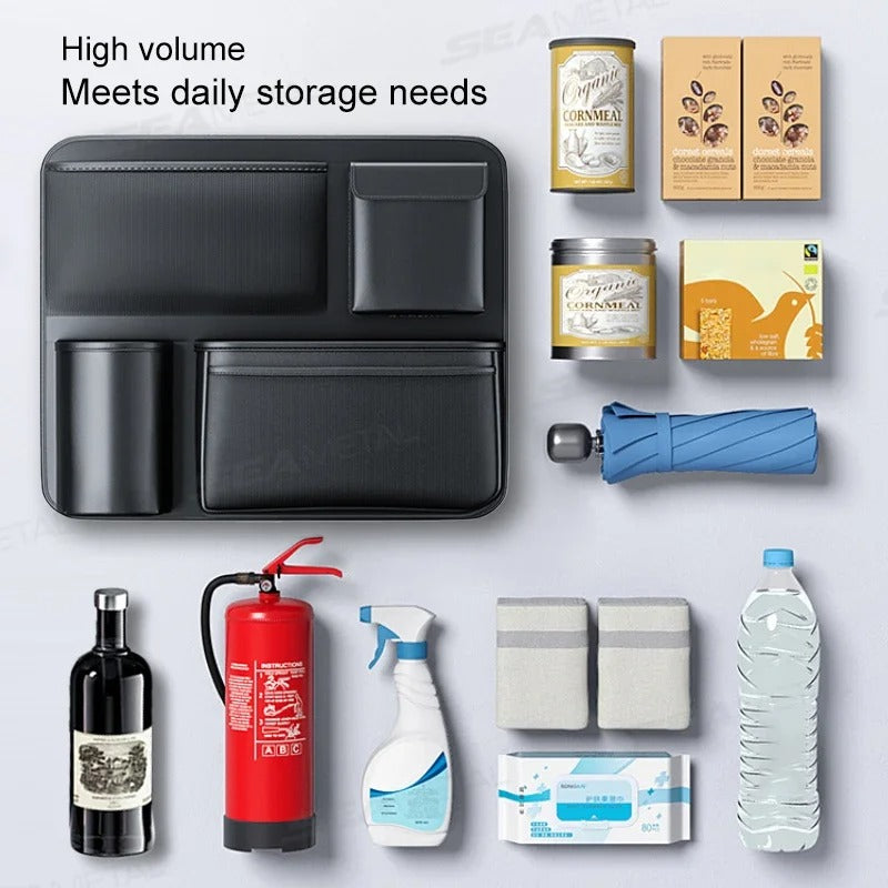 PU Leather Car Trunk Storage Bag – Multi-Pocket Seat Back Organizer for SUV/MPV