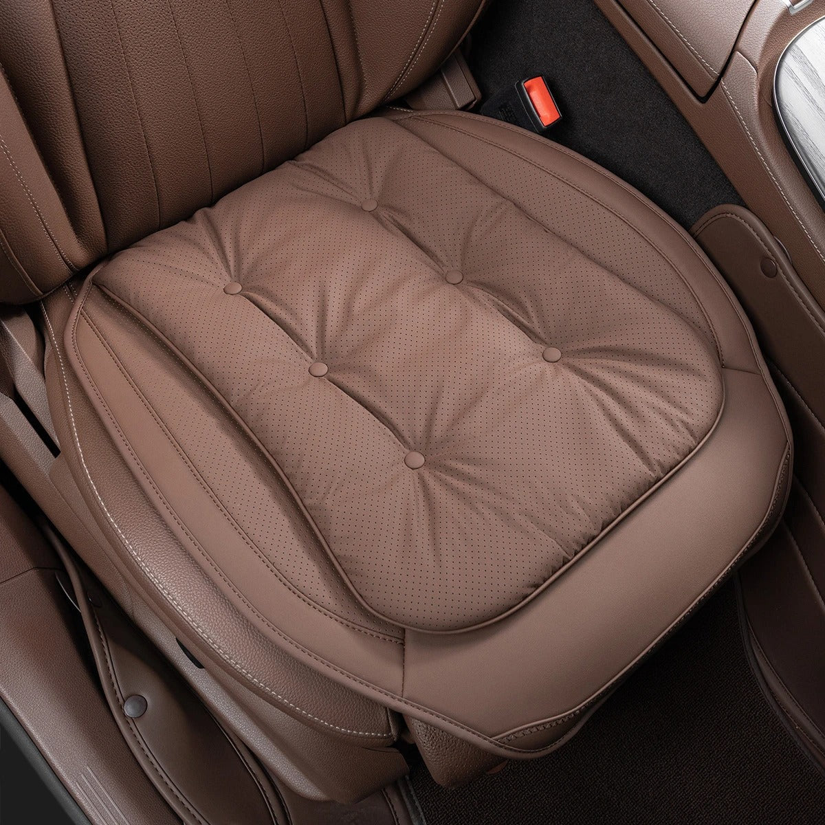 Universal Nappa Leather Car Seat Cushion – Breathable Anti-Slip Luxury Seat Protector - Delicate Leather