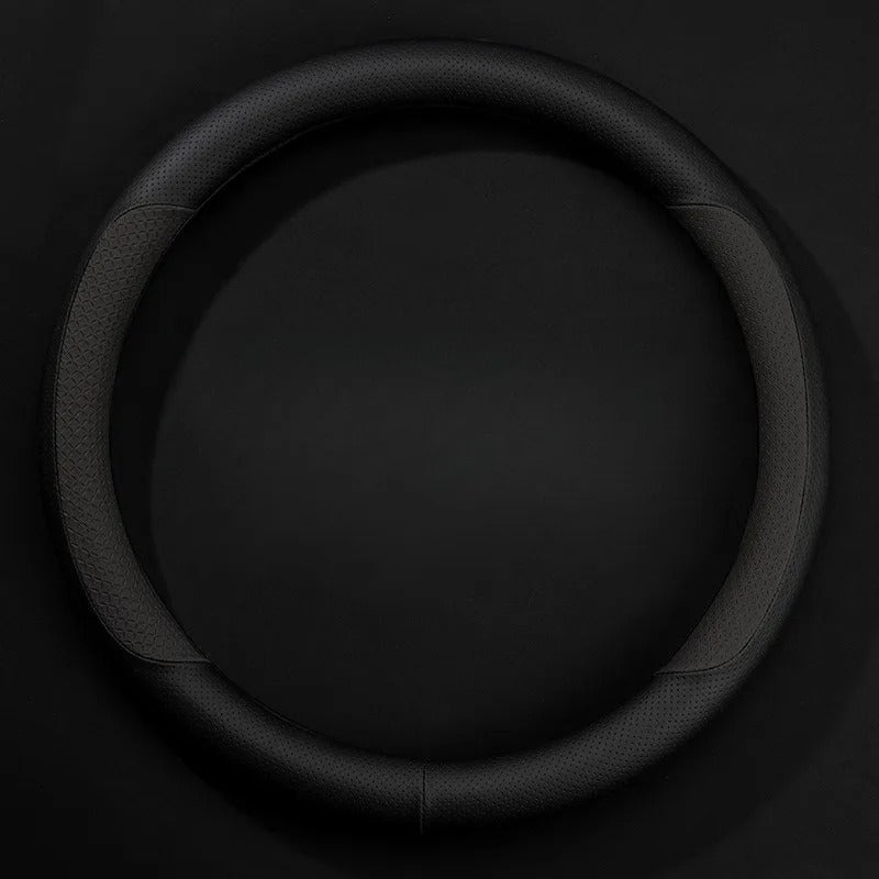 Nappa Leather Steering Wheel Cover – Non-Slip Universal 38 cm