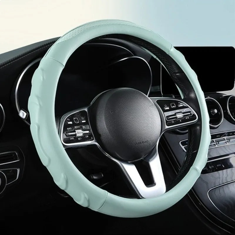 Nappa Leather Steering Wheel Cover 38cm – Universal Anti-Slip Car Steering Grip - Delicate Leather