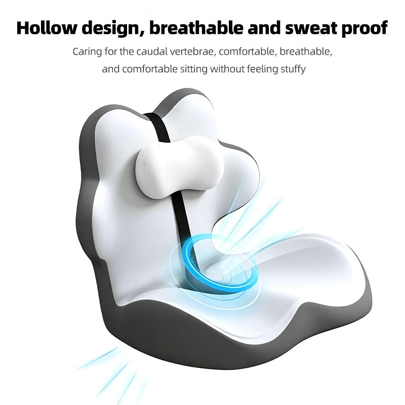 Memory Foam Seat Cushion with Back Support – Office Chair & Car Seat Cushion Set - Delicate Leather