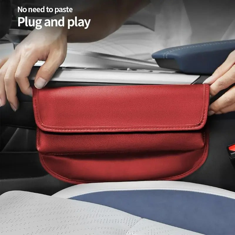 Car Seat Gap Organizer – Universal Side Storage Box, Artificial Leather Seat Crevice Filler for Vehicle Interiors - Delicate Leather  