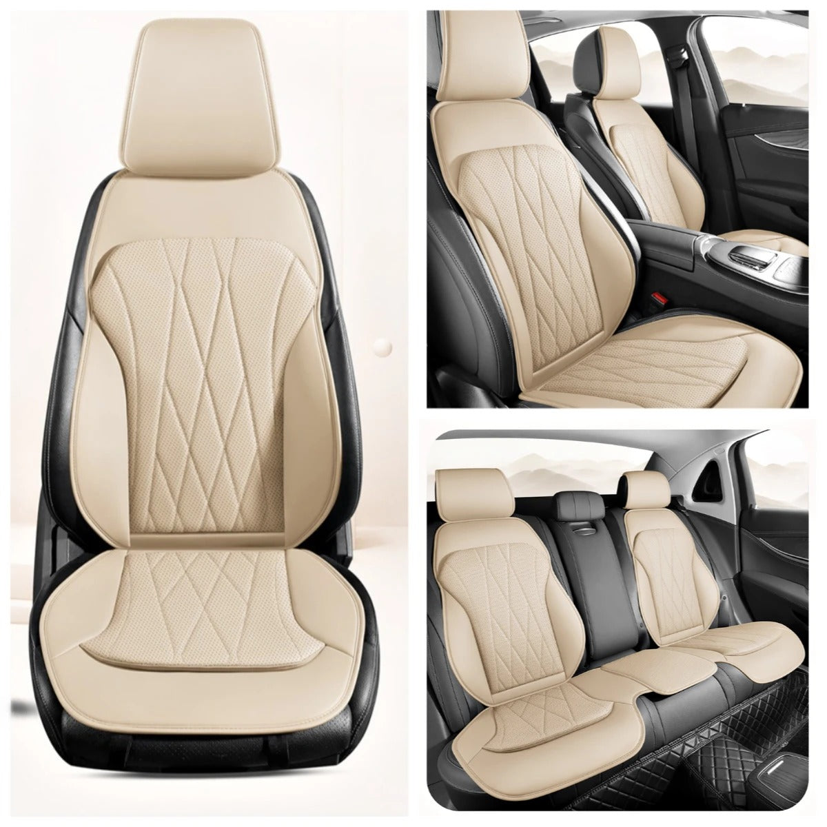 Premium Leather Car Seat Covers – Universal Full Set with Non-Slip Protection - Delicate Leather