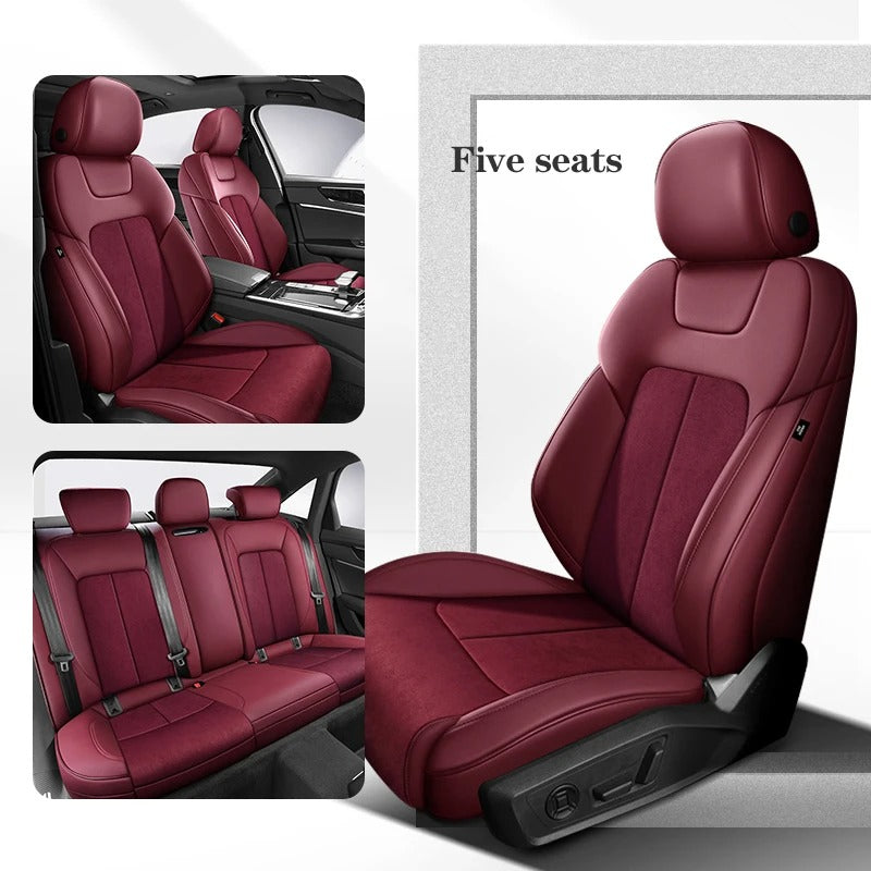 Custom Car Seat Cover Car Accessories Leather+Suede - Delicate Leather  