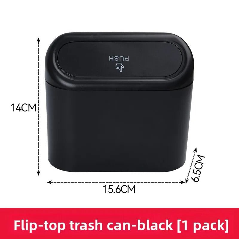 Multifunctional Car Trash Can with Lid – Hanging Wet & Dry Storage Bin Mini Organizer - Delicate Leather