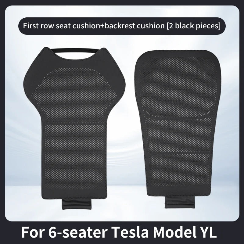 For 6-seater Tesla Model YL Car Seat Cushion Set – Front & Rear Seat Protection Cushions - Delicate Leather