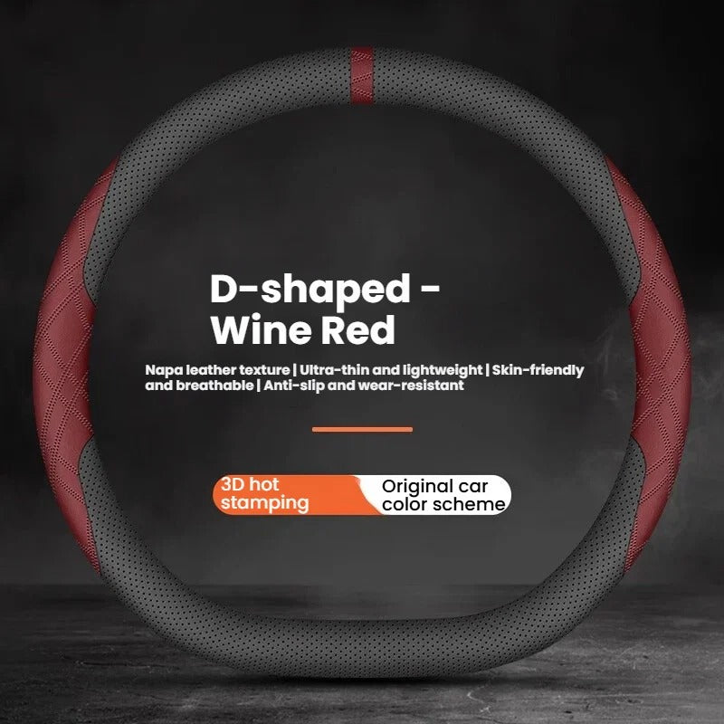 5D Laser Carbon Fiber Pattern Steering Wheel Cover – Universal 38cm Fit, Anti-Slip Synthetic Material - Delicate Leather  