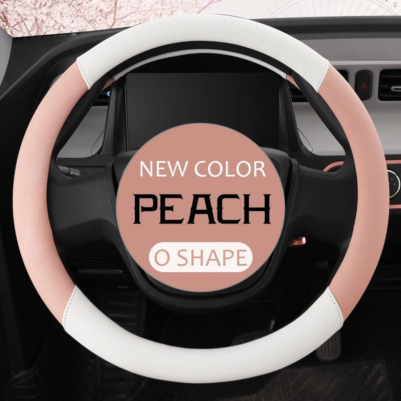 Universal 38CM PU Leather Steering Wheel Cover – Breathable Microfiber Design, 15-Inch Fit - Delicate Leather  