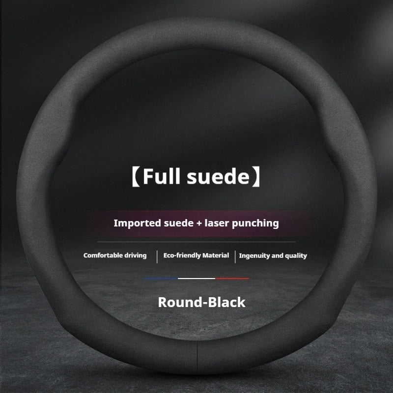Microfiber Leather & Suede Steering Wheel Cover – Breathable Non-Slip Comfortable Grip - Delicate Leather