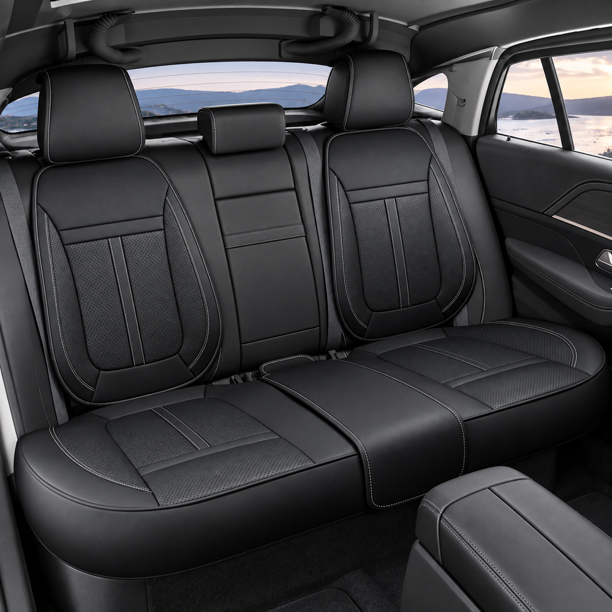 Nappa Leather Car Seat Covers – Waterproof, Universal Fit with Surround Bottom Design | Luxury Seat Protector for Cars, SUVs, Pickups - Delicate Leather